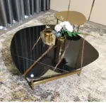 Italian Design light luxury rock gold plate coffee table modern - Image 3