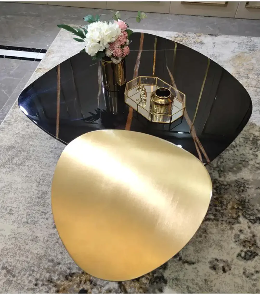 Italian Design light luxury rock gold plate coffee table modern - Image 2