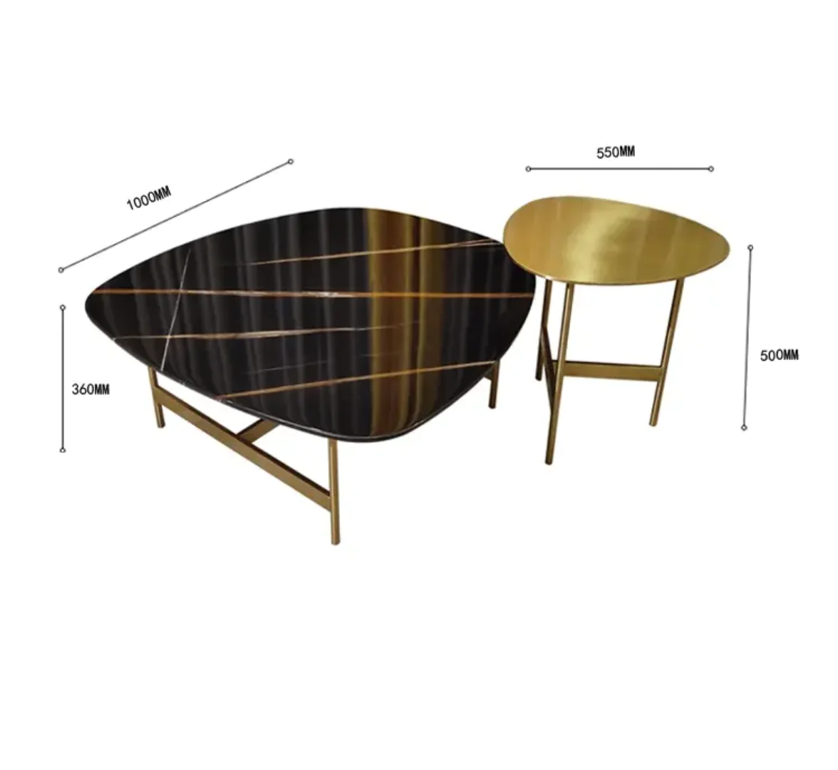 Italian Design light luxury rock gold plate coffee table modern - Image 4