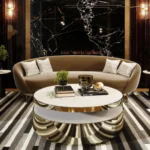 Malibu Gold Luxe Marble Coffee Table - Contemporary Elegance with Stainless Steel Base