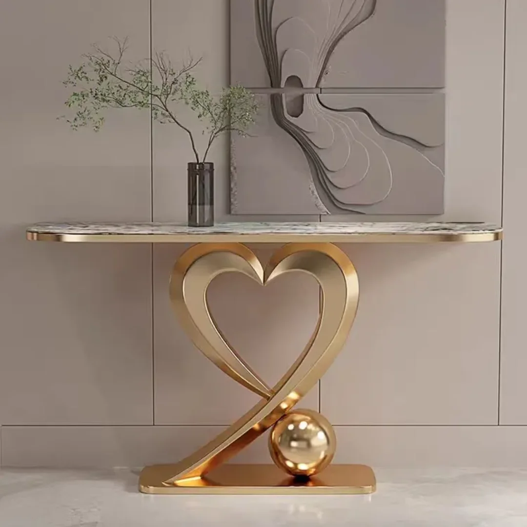 Buzz Gold Frame Marble Top Console Table - Image 1