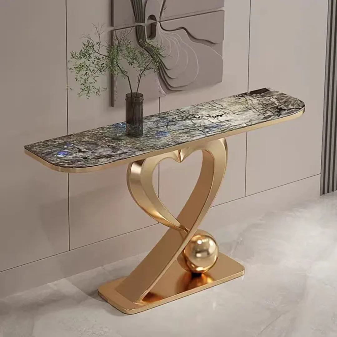 Buzz Gold Frame Marble Top Console Table - Image 4