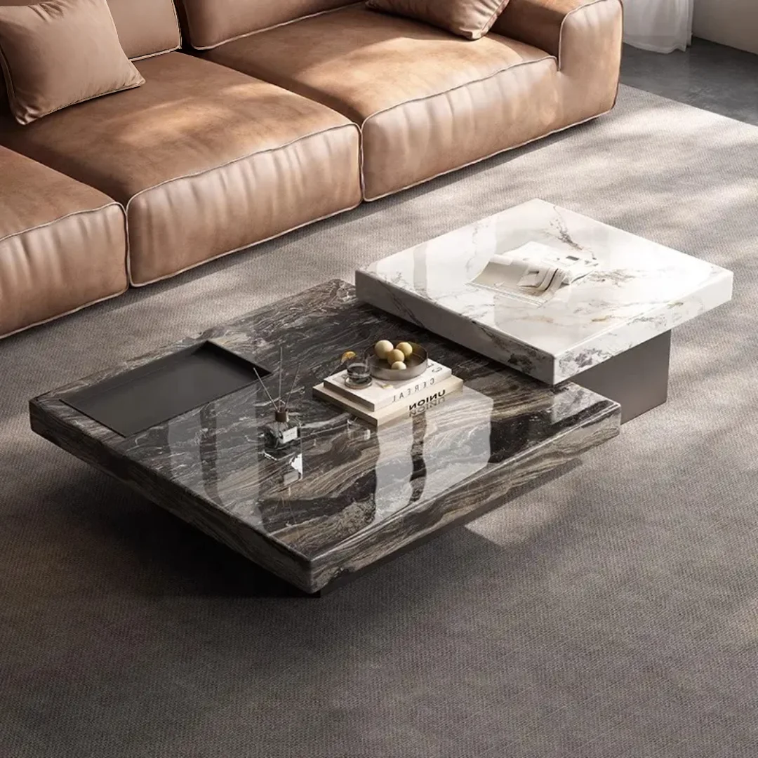 Norman Nordic Walnut White Coffee Table - Image 2