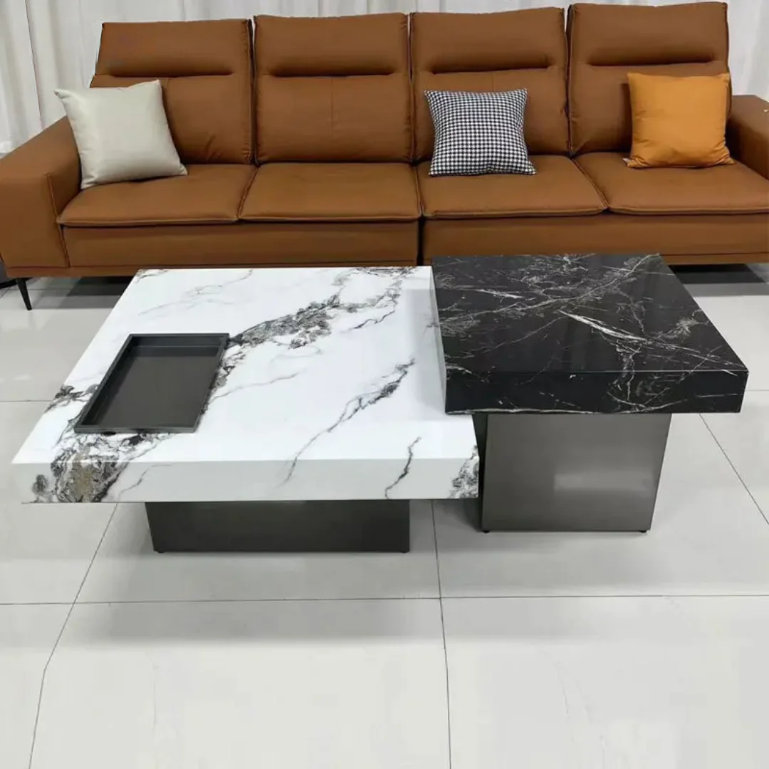 Norman Nordic Walnut White Coffee Table - Image 5