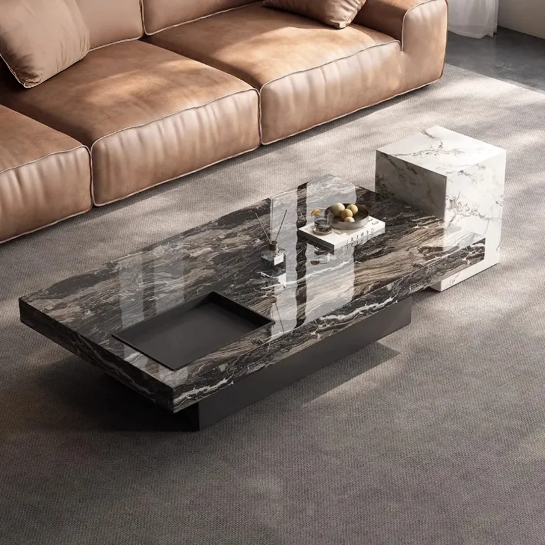 Norman Nordic Walnut White Coffee Table - Image 1