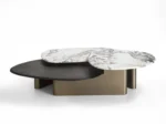 Regal Modern Hourglass Sintered Stone Coffee Table – Gray & Gold - Image 3