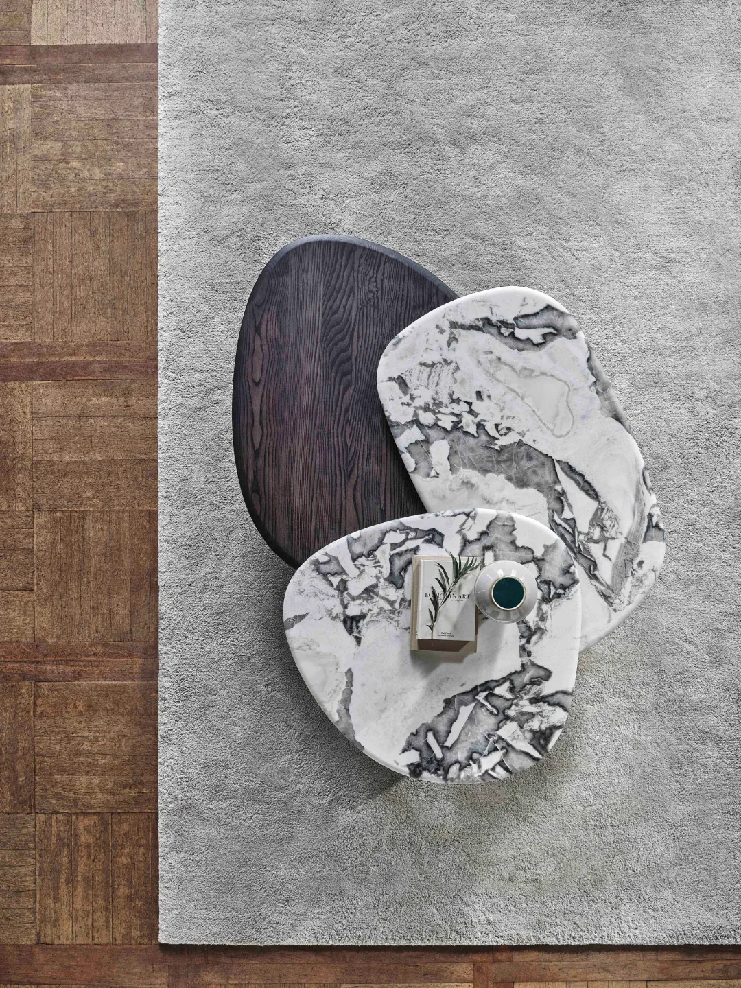 Regal Modern Hourglass Sintered Stone Coffee Table – Gray & Gold - Image 5