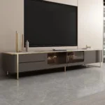 Gabriel TV Cabinet Stainless Steel Golden Leg + Faux Marble Top