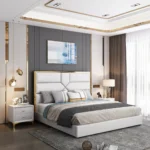 Modern Design High quality Engineered wood Bedroom Furniture light luxury King bed