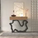 Razzmatazz Entry Table Foyer Hallway Table Italy Sitting Room Veneer Mild Steel Base Console Table