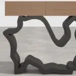 Razzmatazz Entry Table Foyer Hallway Table Italy Sitting Room Veneer Mild Steel Base Console Table - Image 11