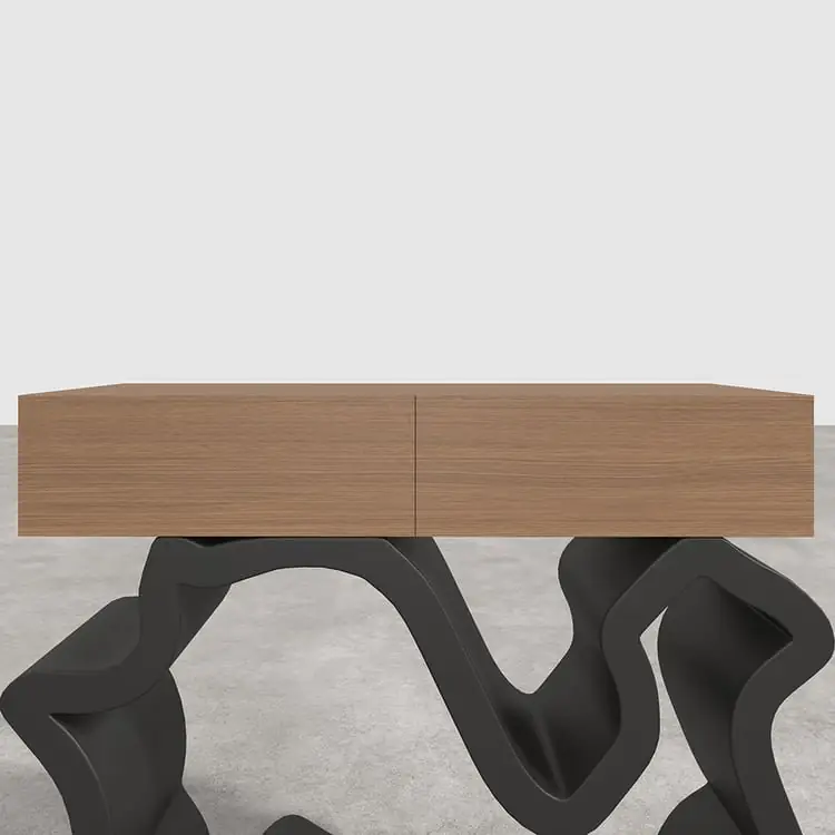 Razzmatazz Entry Table Foyer Hallway Table Italy Sitting Room Veneer Mild Steel Base Console Table - Image 4