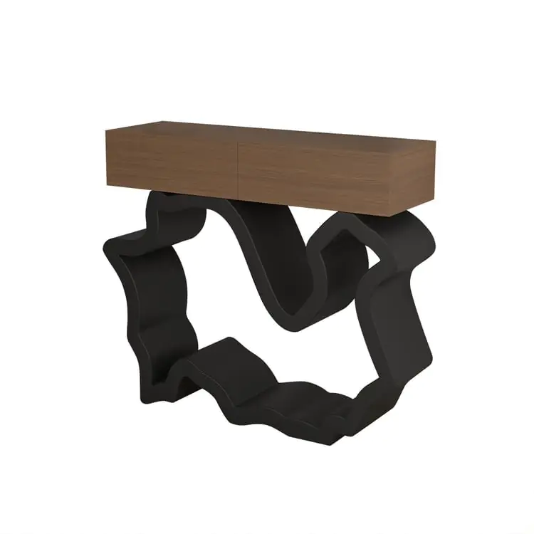 Razzmatazz Entry Table Foyer Hallway Table Italy Sitting Room Veneer Mild Steel Base Console Table - Image 19