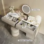 Egon Modern White Dresser with Glass Top and Leather Finish - Perfect Blend of Style and Functionality - Image 13