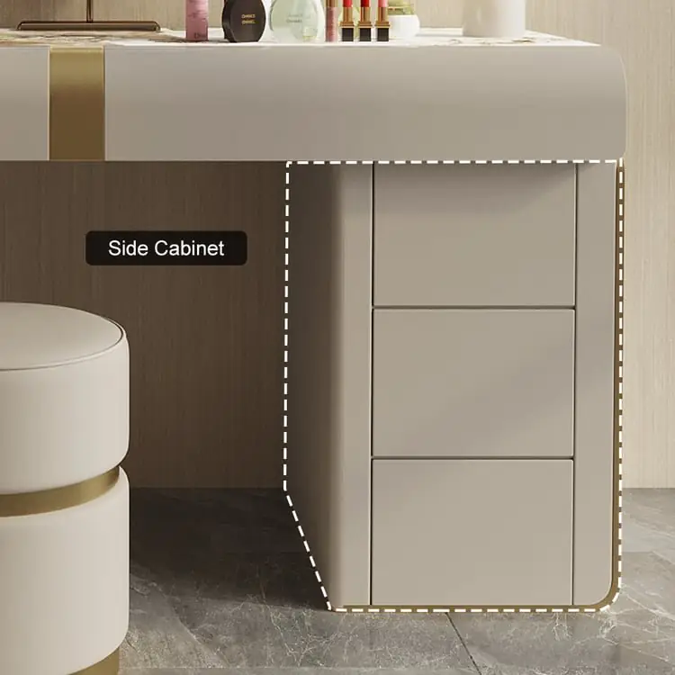 Egon Modern White Dresser with Glass Top and Leather Finish - Perfect Blend of Style and Functionality - Image 9