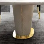 Edelweiss Dining Table Set Stainless Steel Wooden and Golden Leg + Natural Marble Top Table - Image 11