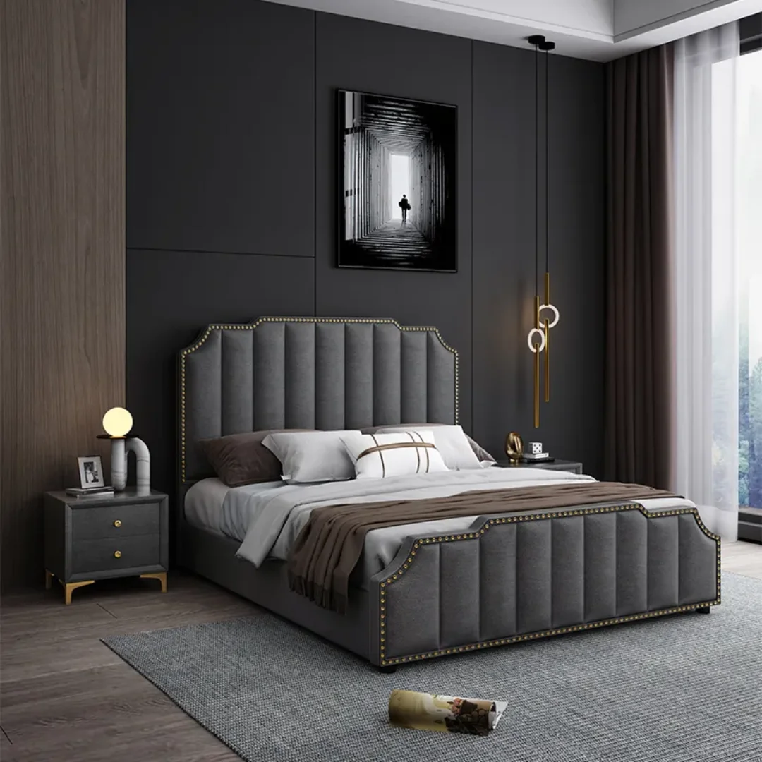 Revvex Modern Italian Design Luxury Bed King Size Modern Leather Bed - Image 1