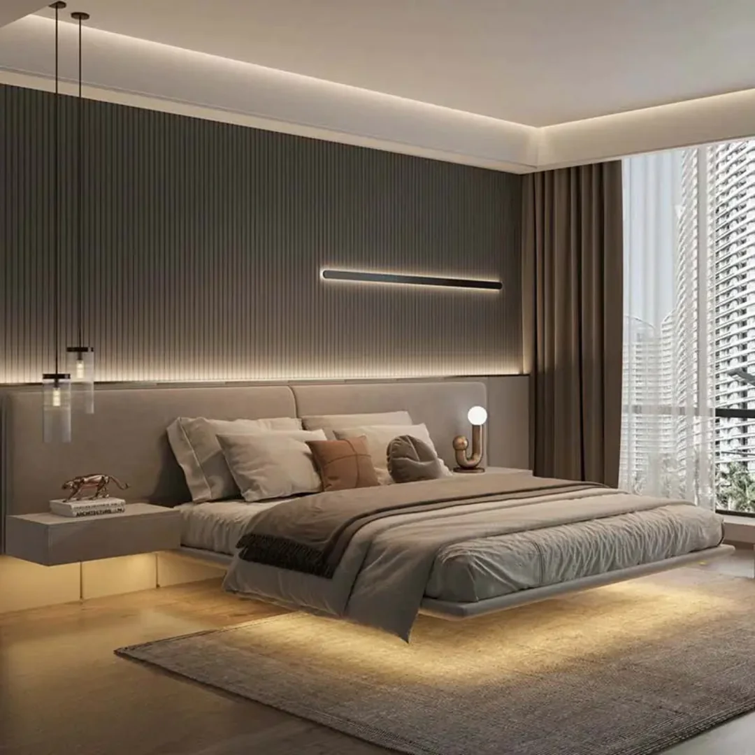 Luxury & Classy modern King bed room furniture bedroom set bed frame solid wooden - Image 3