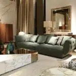 Exeon Modern High End Coffee Table Mirror Gold Finish with marble Elegant Table