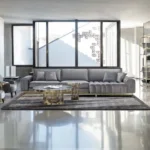 Sage Modern White Luxurious Velvet leather Sofa: Elegant 5-Seater Living Room Set