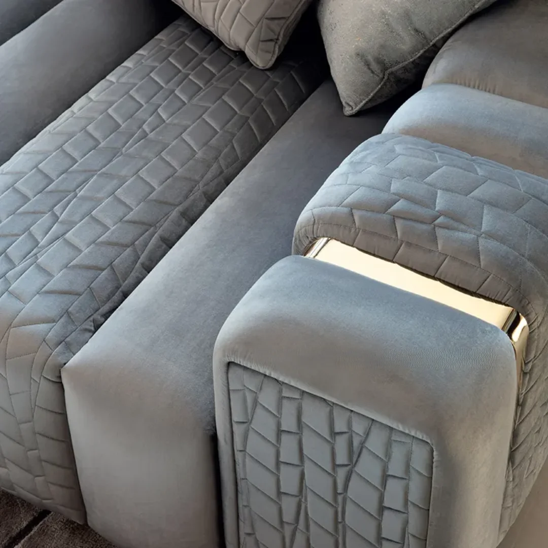 Sage Modern White Luxurious Velvet leather Sofa: Elegant 5-Seater Living Room Set - Image 4