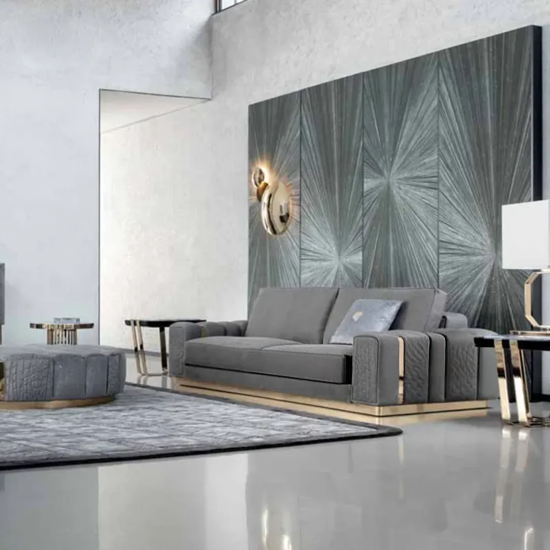 Sage Modern White Luxurious Velvet leather Sofa: Elegant 5-Seater Living Room Set - Image 3