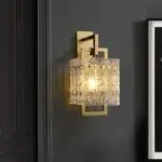 Camphor Geometric Brass Wall Sconce with Water-Ripple Glass – Modern Luxury Lighting