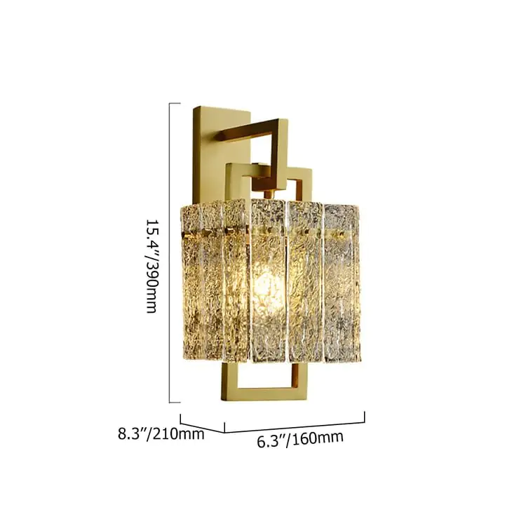 Camphor Geometric Brass Wall Sconce with Water-Ripple Glass – Modern Luxury Lighting - Image 10