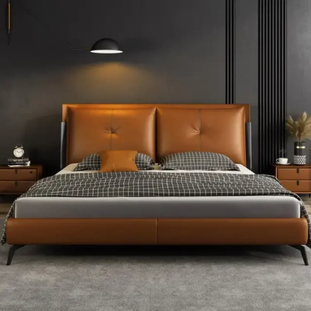 Spencer Modern Italian Design Leather King Size Bed - Image 1