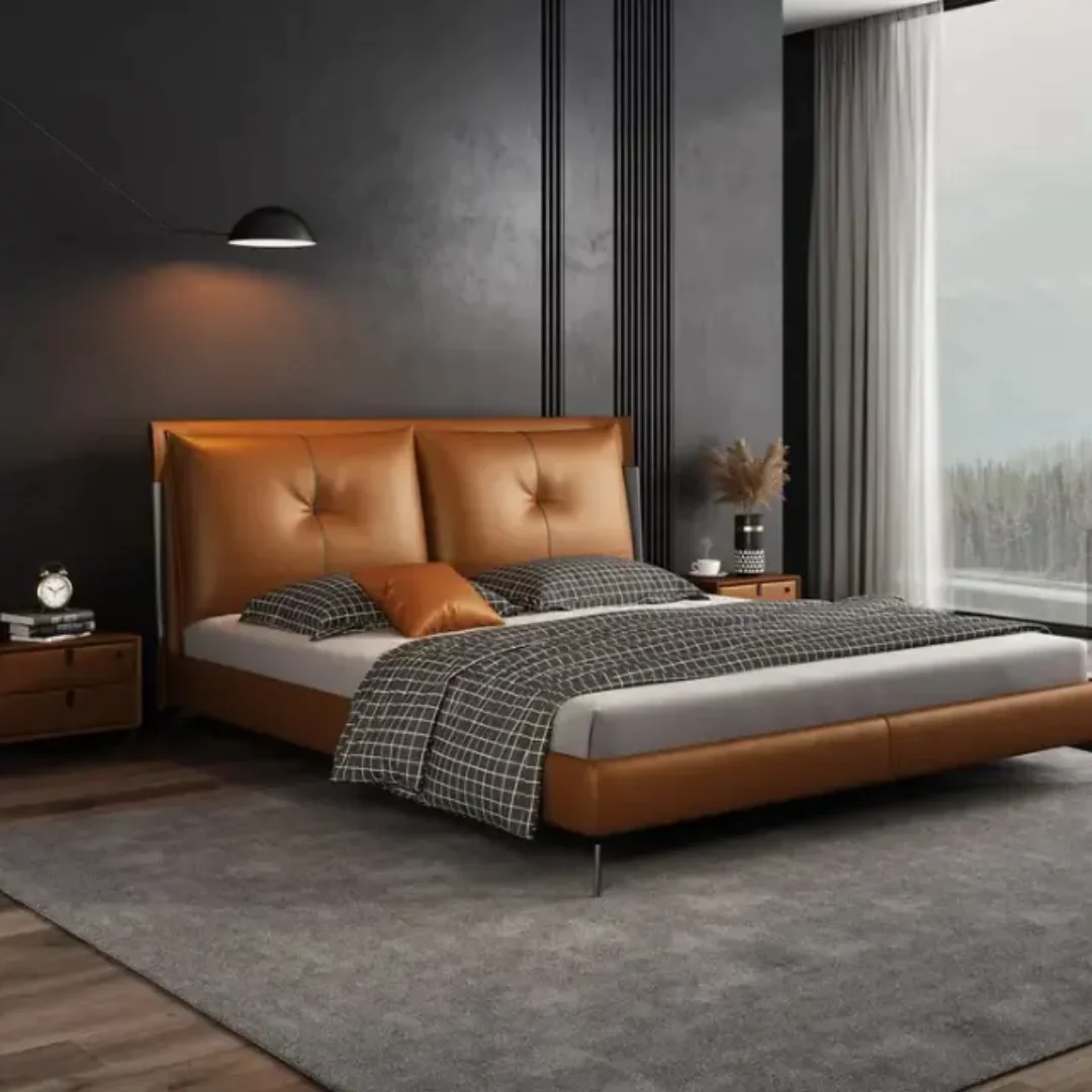 Spencer Modern Italian Design Leather King Size Bed - Image 5