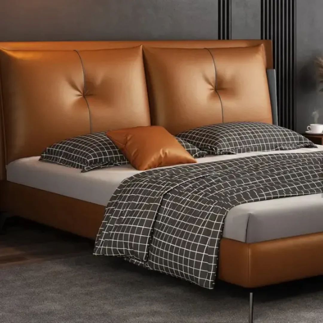 Spencer Modern Italian Design Leather King Size Bed - Image 2