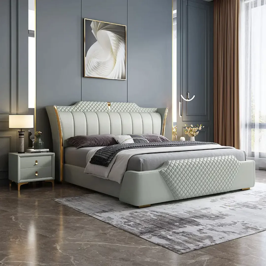 FlexEase Modern Italian Design Luxury Bed King Size Modern Leather Bed - Image 4
