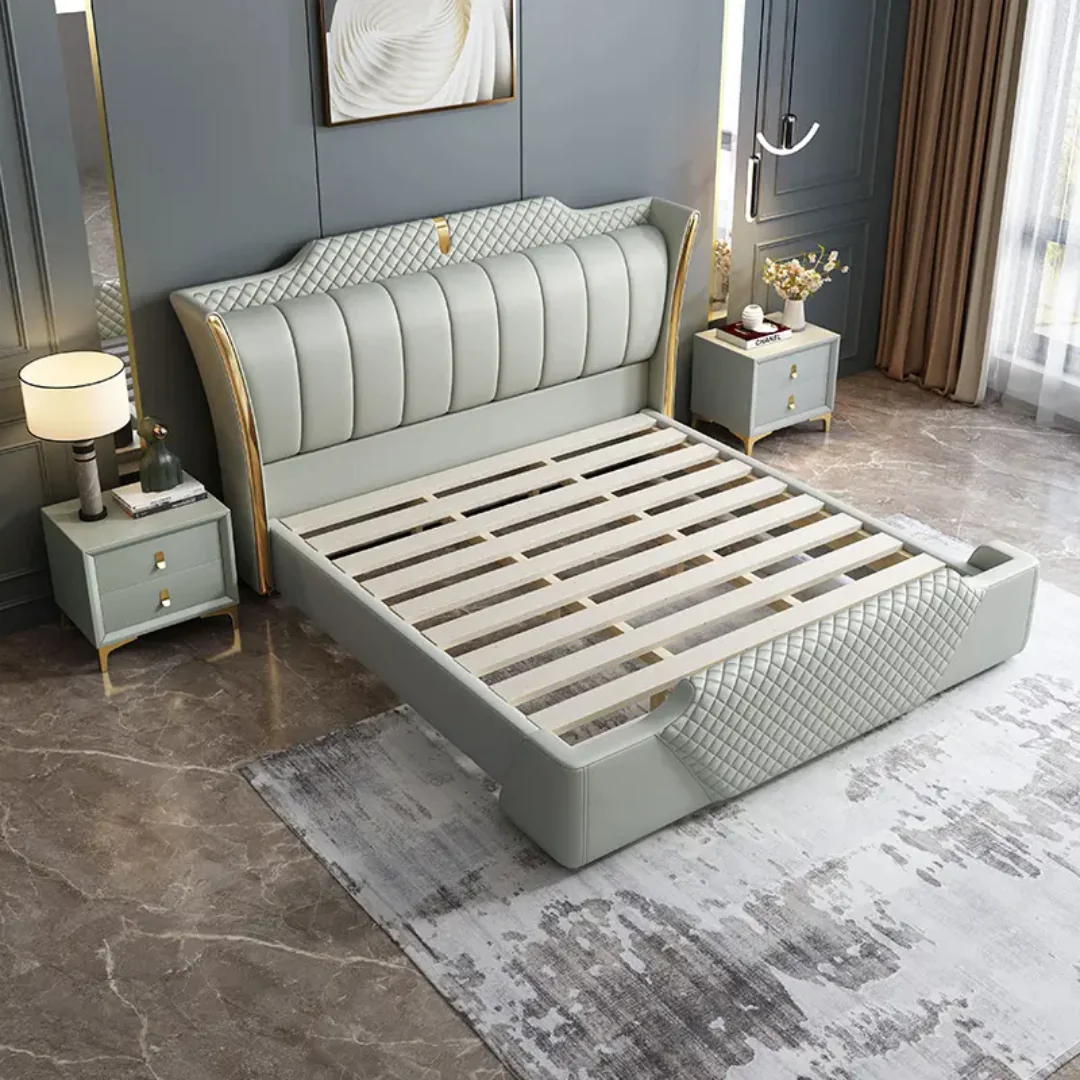 FlexEase Modern Italian Design Luxury Bed King Size Modern Leather Bed - Image 9