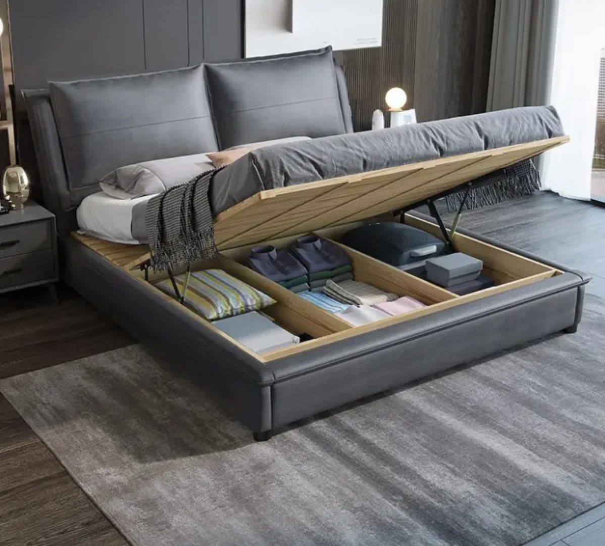 Spencer Modern Italian Design Leather King Size Bed - Image 10