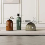 Italian Design Polished Stainless Steel Stone-Shaped Modern Designer Console Table - Image 6