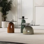 Italian Design Polished Stainless Steel Stone-Shaped Modern Designer Console Table - Image 5