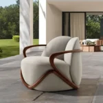 Marbello Sheesham wood Velvet Contemporary Accent Chair