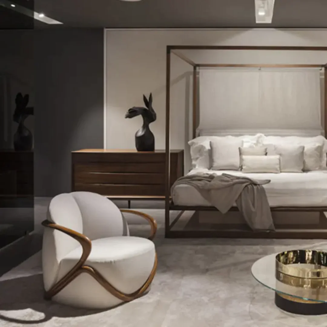 Marbello Sheesham wood Velvet Contemporary Accent Chair - Image 8