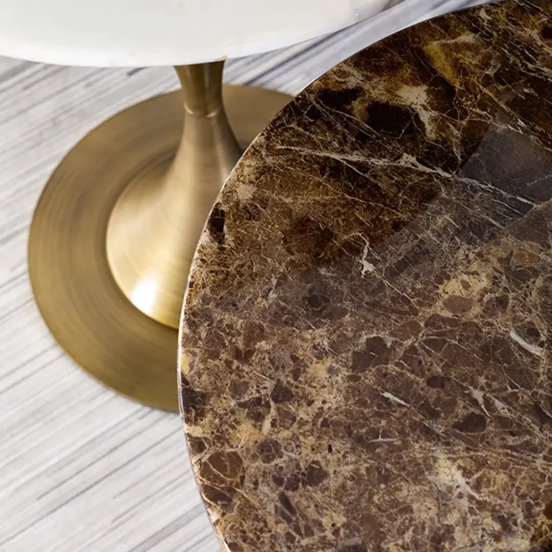 Universal White Sintered Stone Bedside Small End Table Stainless Steel - Image 4