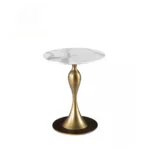 Universal White Sintered Stone Bedside Small End Table Stainless Steel - Image 6