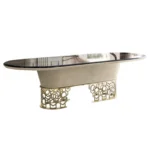 Asterix Dining Table Stainless Steel Golden Leg + Natural Marble Top Table - Image 4