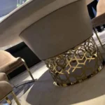 Asterix Dining Table Stainless Steel Golden Leg + Natural Marble Top Table - Image 2