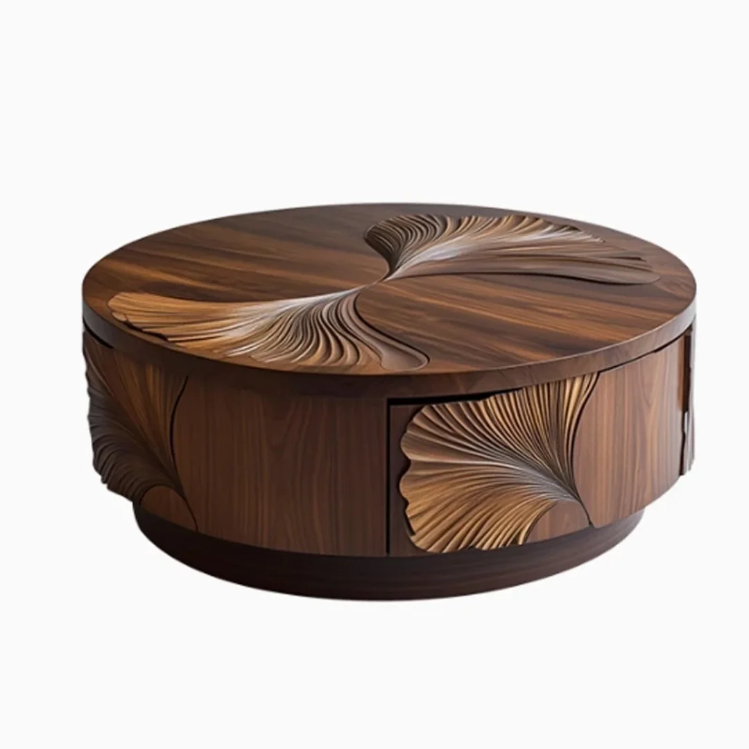 IndiSheesham Simple Unique Wooden Round Coffee Table - Image 3
