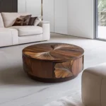 IndiSheesham Simple Unique Wooden Round Coffee Table - Image 4