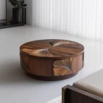 IndiSheesham Simple Unique Wooden Round Coffee Table