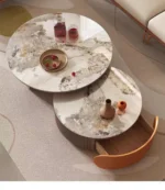 Sharon Modern Design Italian light luxury Contemporary Round Nesting Table - Image 4