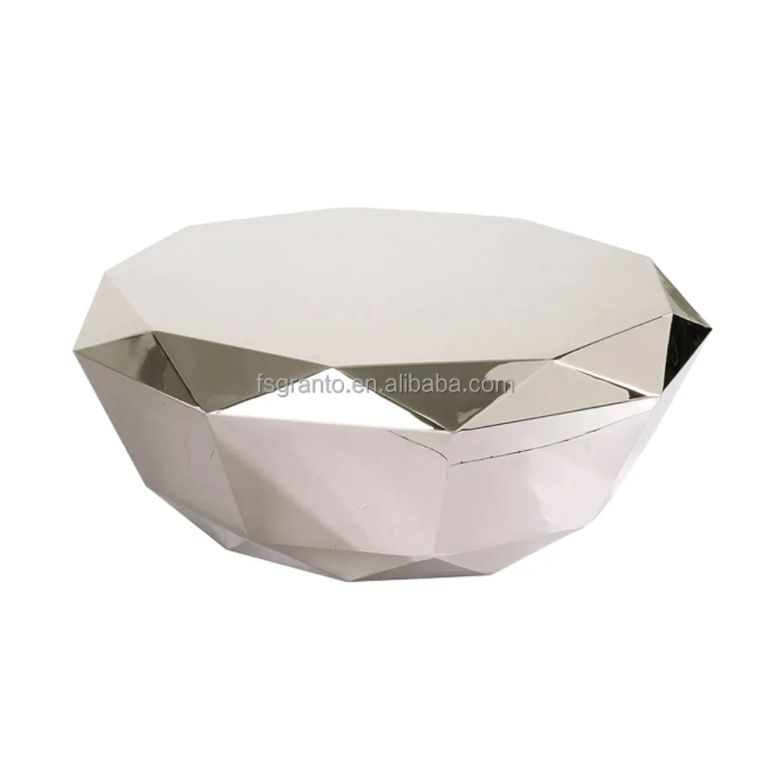 Best Master Diamond-Shaped Stainless Steel Coffee Table – Gold Finish | Luxury Modern Design - Image 2