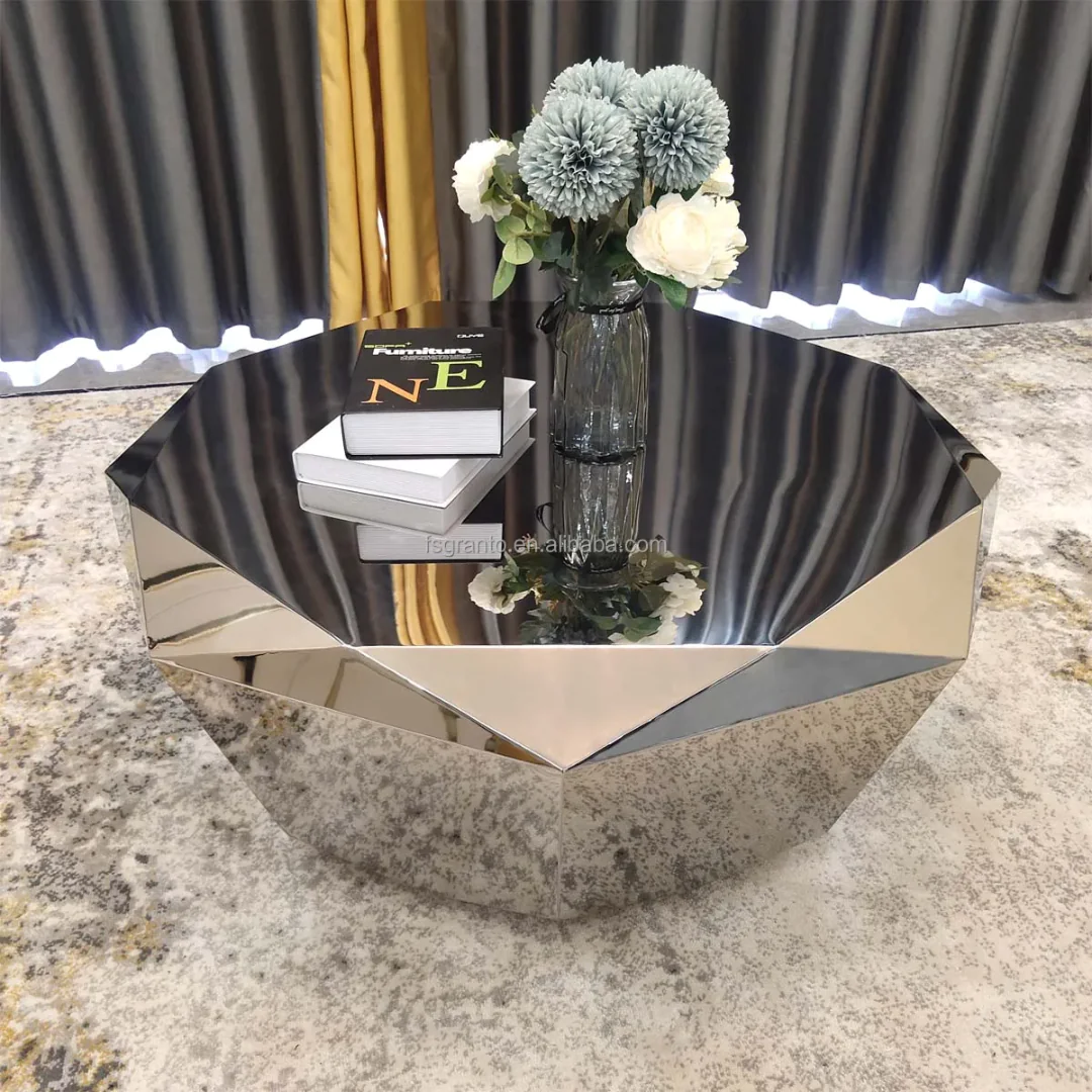 Best Master Diamond-Shaped Stainless Steel Coffee Table – Gold Finish | Luxury Modern Design - Image 5