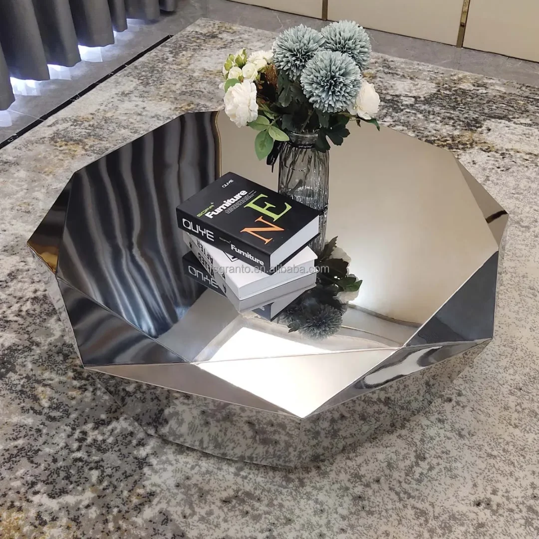 Best Master Diamond-Shaped Stainless Steel Coffee Table – Gold Finish | Luxury Modern Design - Image 3