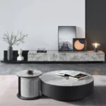 Cuddy Modern round center table Marble Coffee table two pieces